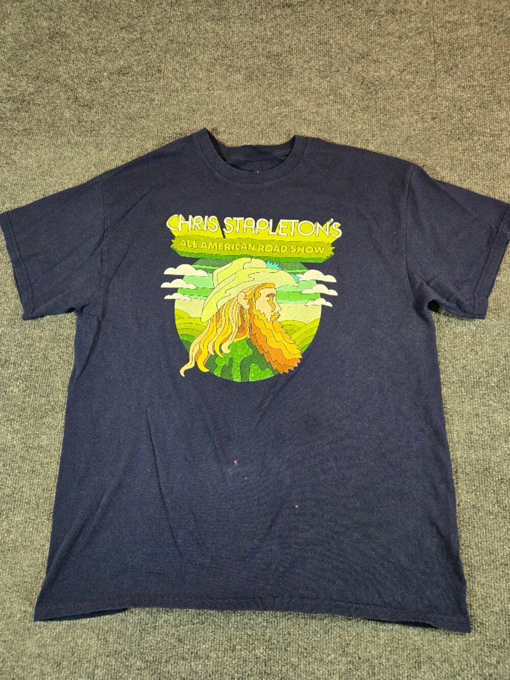 Chris Stapleton All American Road Show Concert T-Shirt Adult Size L Navy Blue